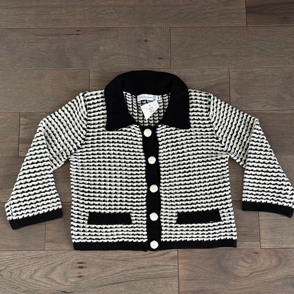 Vintage Charm Black and White Striped Women's Sweater - Picture 2 of 8